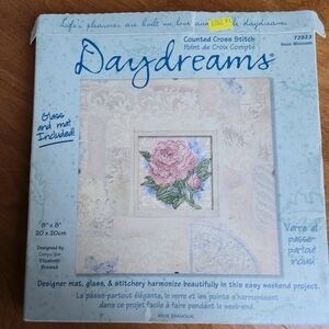 Dimensions 8"x8" Daydreams Rose Blossom Cross Stitch Kit Framed Vintage Cottage